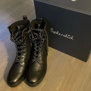 Splendid Scout Black Leather Lace Up Combat Boots size 7.5